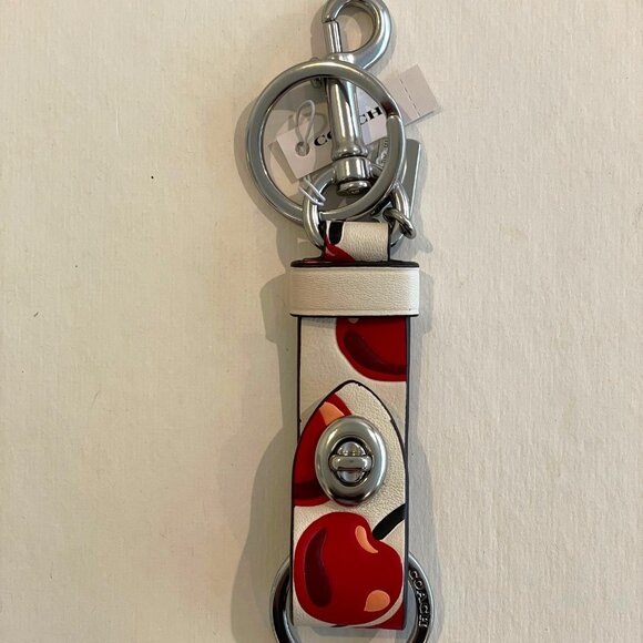 COACH TRIGGER SNAP BAG CHARM KEY FOB W/ CHERRY PRINT: Red,white CZ088 - Picture 2 of 16